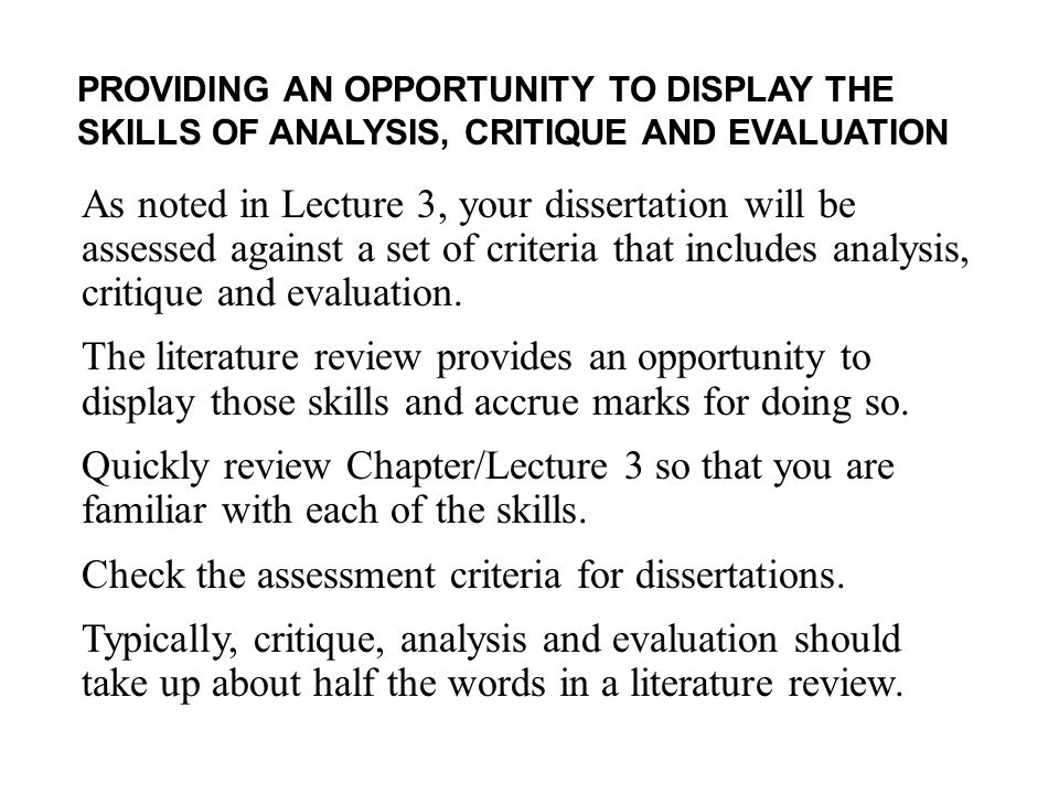 masters dissertation assessment criteria